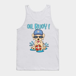 Funny Golden Retriever Goes Swimming with a Buoy - Pun Intended Tank Top